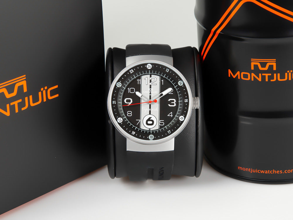 Reloj de Cuarzo Montjuic Sport, Acero Inoxidable 316L, Negro, 43 mm, MJ1.0903.S