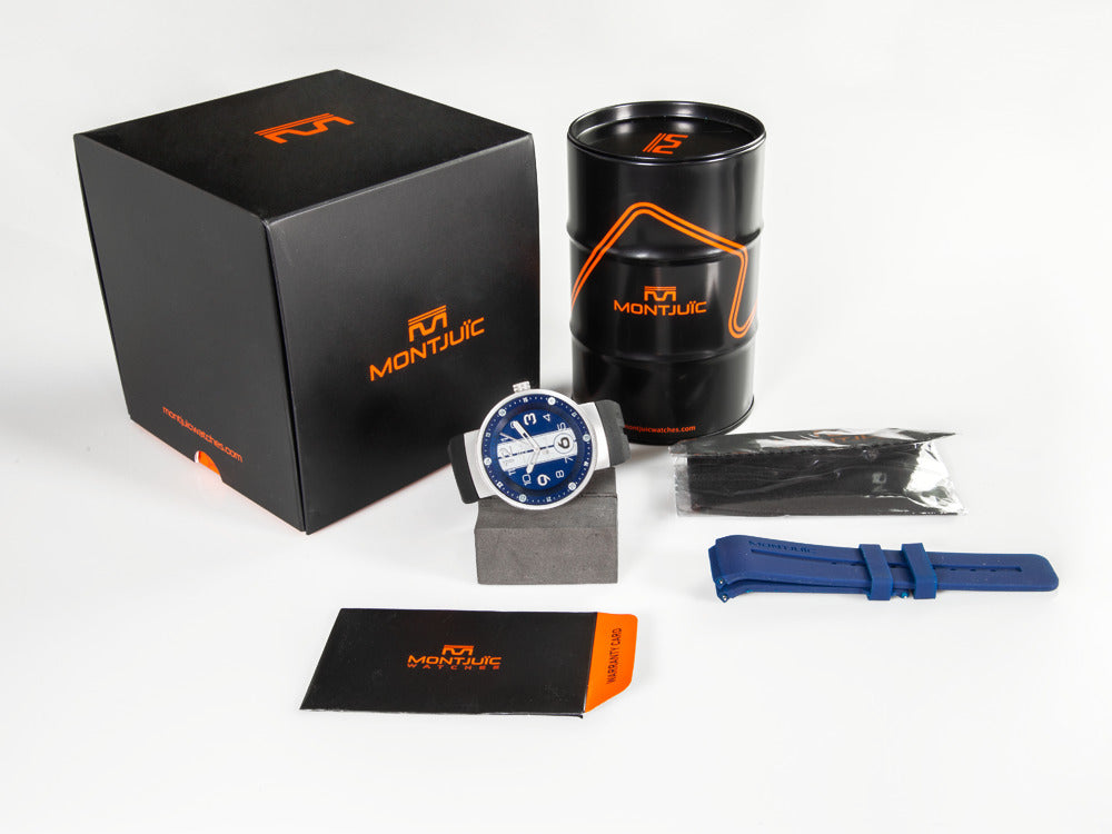 Reloj de Cuarzo Montjuic Special, Acero Inoxidable 316L, Azul, 43 mm, MJ1.1004.S