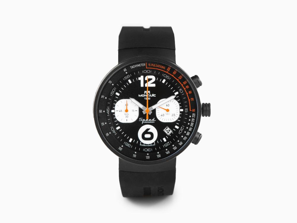 Reloj de Cuarzo Montjuic Speed Chronograph, Negro, 45mm, MJ2.0101.B
