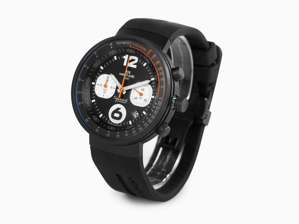 Reloj de Cuarzo Montjuic Speed Chronograph, Negro, 45mm, MJ2.0101.B