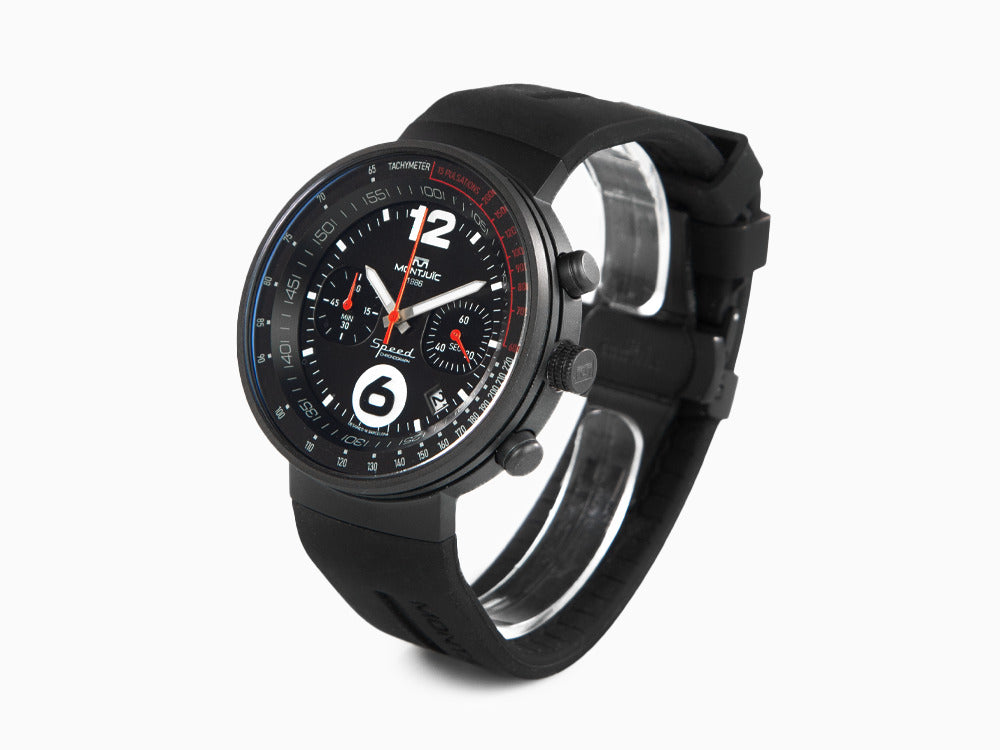 Reloj de Cuarzo Montjuic Speed Chronograph, Acero, Negro, 45 mm, MJ2.0202.B