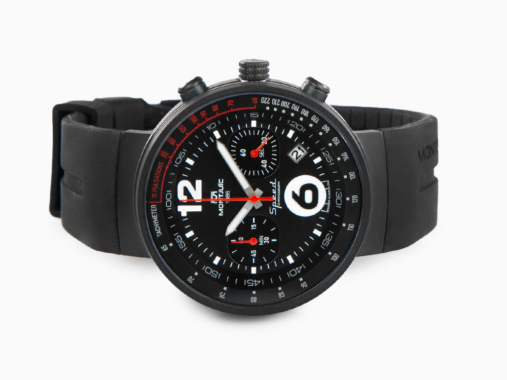 Reloj de Cuarzo Montjuic Speed Chronograph, Acero, Negro, 45 mm, MJ2.0202.B
