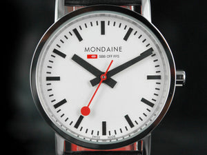 Reloj de cuarzo Mondaine SBB Classic, Acero inoxidable pulido, Cristal mineral