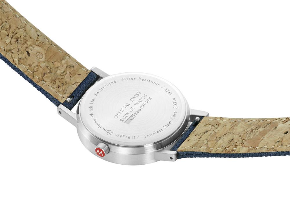 Reloj de Cuarzo Mondaine SBB Classic, Azul, 36 mm, Textil, A660.30314.40SBD