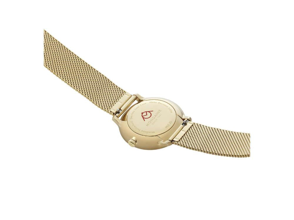 Reloj de Cuarzo Mondaine Doppio, PVD Oro, Blanco, 33 mm, MLE.33111.SM