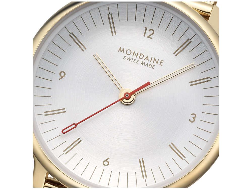 Reloj de Cuarzo Mondaine Doppio, PVD Oro, Blanco, 33 mm, MLE.33111.SM