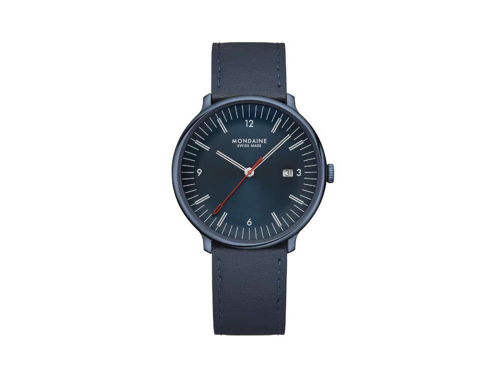 Reloj de Cuarzo Mondaine Doppio IP, Azul, 41 mm, MLE.41240.LDV