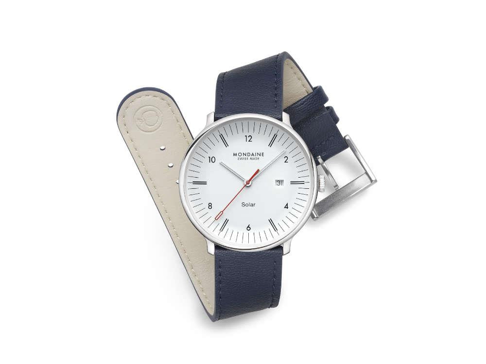 Reloj de Cuarzo SolarMondaine Doppio, Blanco, 41 mm, MLE.41910.LDV