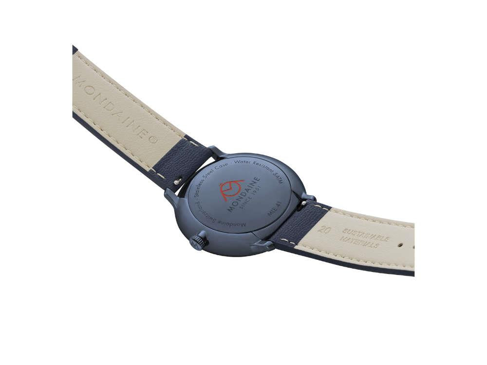 Reloj de Cuarzo Solar Mondaine Doppio IP, Blanco, 41 mm, MLE.41910.LQV