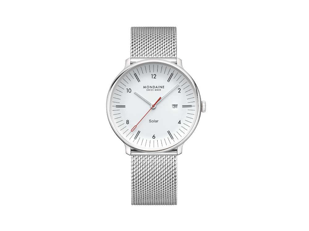 Reloj de Cuarzo Solar Mondaine Doppio, Blanco, 41 mm, MLE.41910.SM