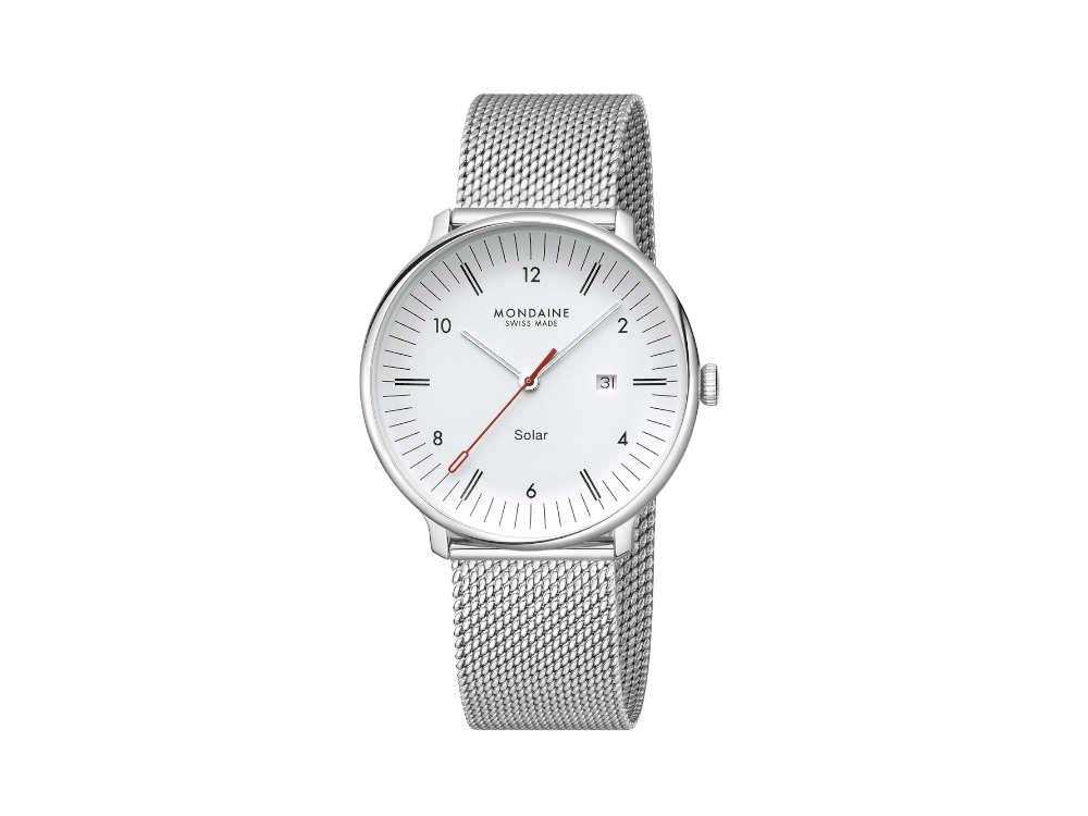 Reloj de Cuarzo Solar Mondaine Doppio, Blanco, 41 mm, MLE.41910.SM