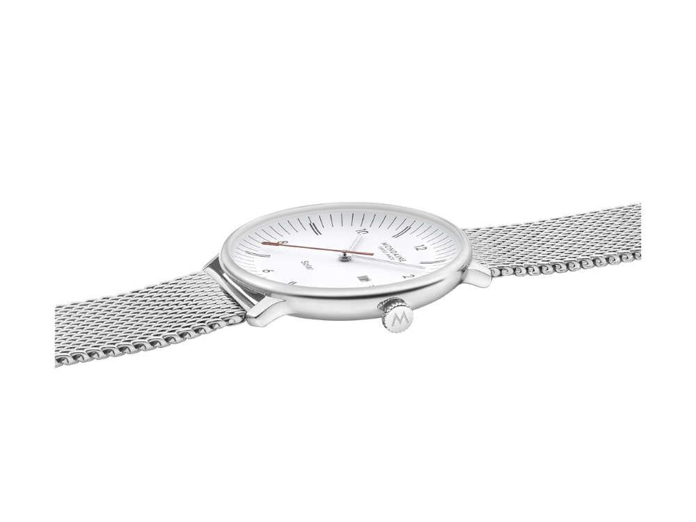 Reloj de Cuarzo Solar Mondaine Doppio, Blanco, 41 mm, MLE.41910.SM