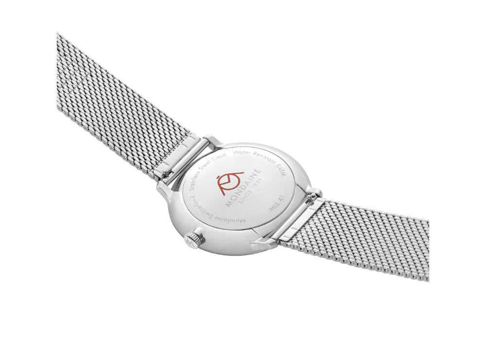Reloj de Cuarzo Solar Mondaine Doppio, Blanco, 41 mm, MLE.41910.SM