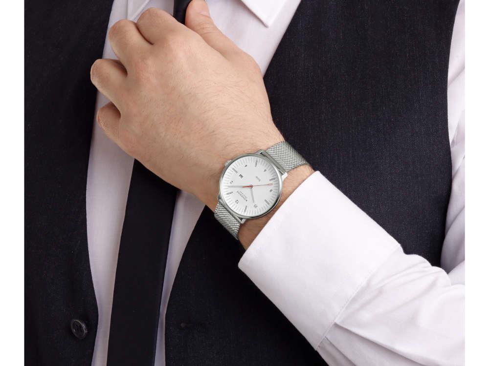 Reloj de Cuarzo Solar Mondaine Doppio, Blanco, 41 mm, MLE.41910.SM