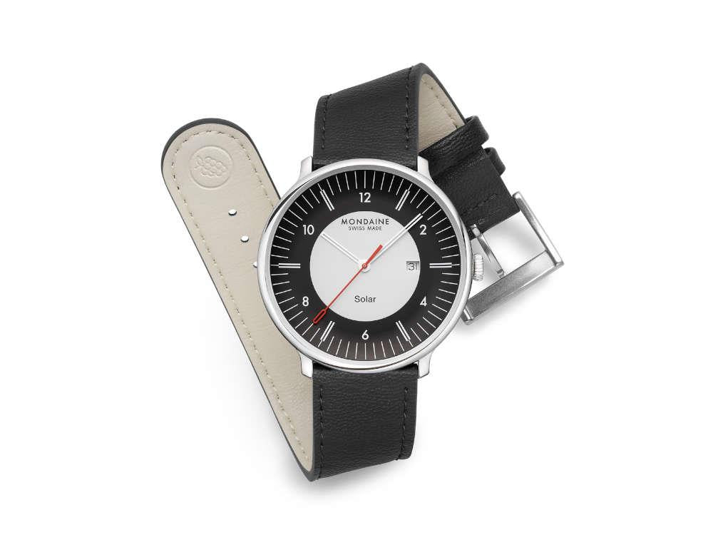 Reloj de Cuarzo Solar Mondaine Doppio, Blanco, 41 mm, MLE.41920.LBV