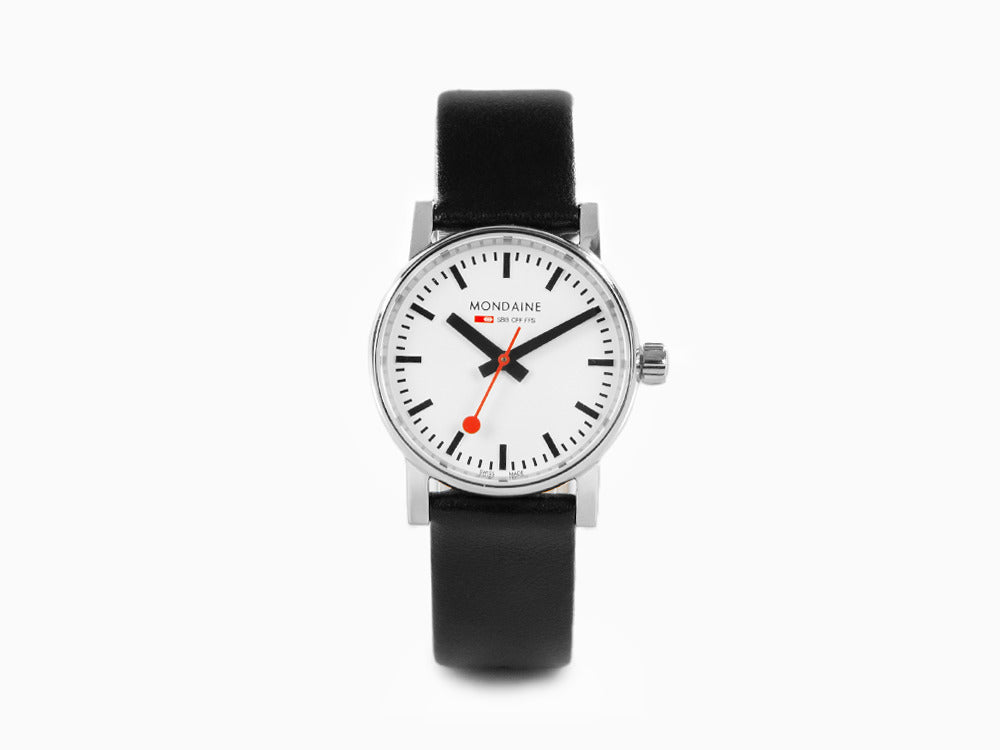 Reloj de Cuarzo Mondaine SBB Evo2, Blanco, 30mm, Correa de piel, MSE.30110.LB