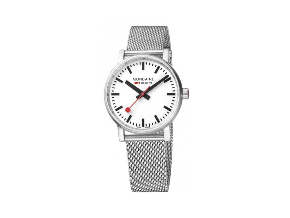 Reloj de Cuarzo Mondaine SBB Evo2, Blanco, Malla Milanesa, MSE.35110.SM