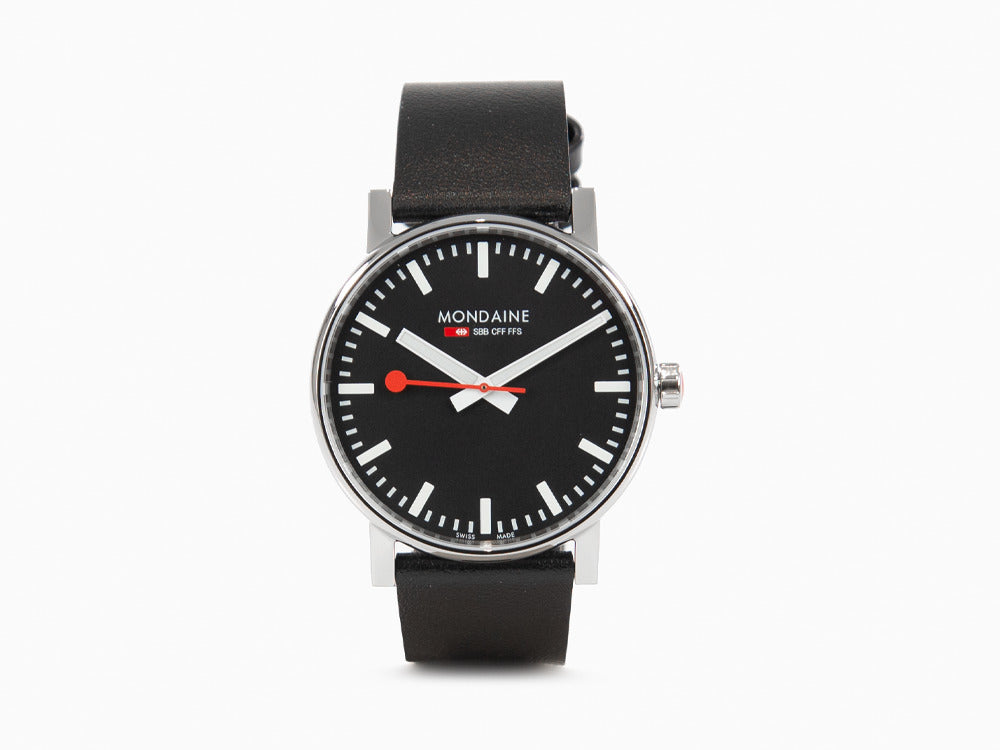 Reloj de Cuarzo Mondaine SBB Evo, Acero pulido, Negro, 43 mm MSE.43120.LB