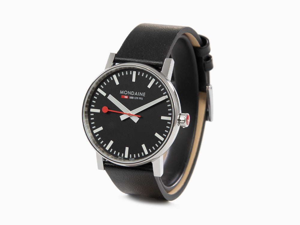 Reloj de Cuarzo Mondaine SBB Evo, Acero pulido, Negro, 43 mm MSE.43120.LB