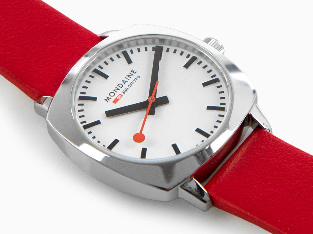 Reloj de Cuarzo Mondaine Cushion, Blanco, 31 mm, Correa de piel, MSL.31110.LCV