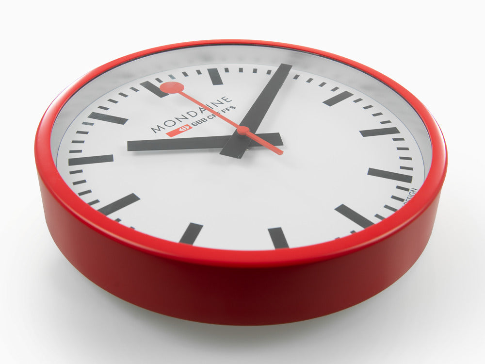 Reloj de Cuarzo Mondaine Clocks, Aluminio, Rojo, 25cm, A990.CLOCK.11SBC