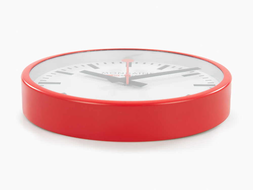 Reloj de Cuarzo Mondaine Clocks, Aluminio, Rojo, 25cm, A990.CLOCK.11SBC