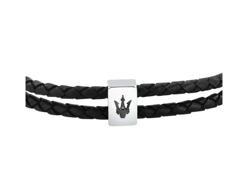 Pulsera Maserati Gioielli Cuero, Negro, Acero Inoxidable, JM226AVE44