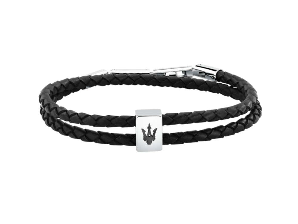 Pulsera Maserati Gioielli Cuero, Negro, Acero Inoxidable, JM226AVE44