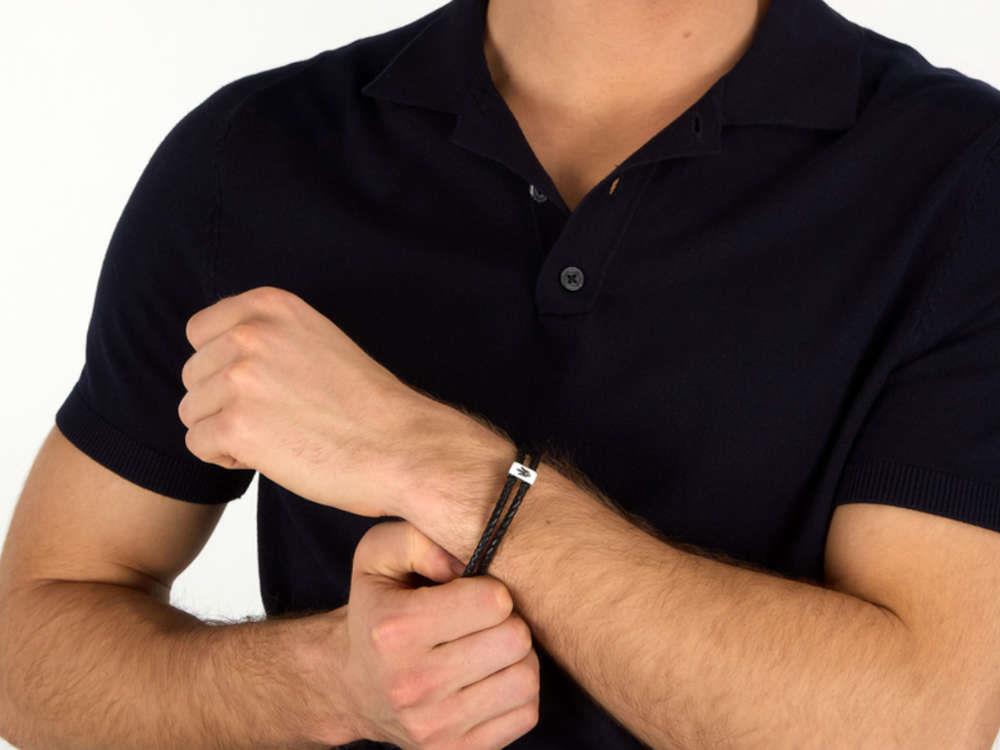 Pulsera Maserati Gioielli Cuero, Negro, Acero Inoxidable, JM226AVE44