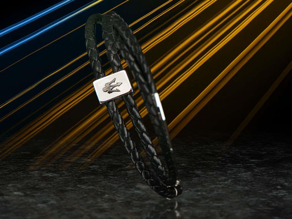 Pulsera Maserati Gioielli Cuero, Negro, Acero Inoxidable, JM226AVE44