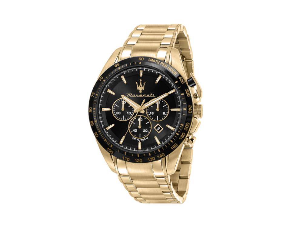 Reloj de Cuarzo Maserati Traguardo, PVD Oro, Negro, 45 mm, R8873612041