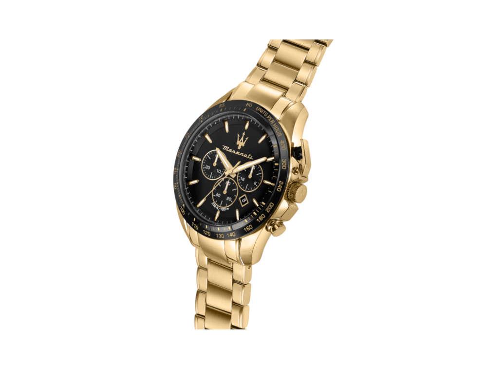 Reloj de Cuarzo Maserati Traguardo, PVD Oro, Negro, 45 mm, R8873612041