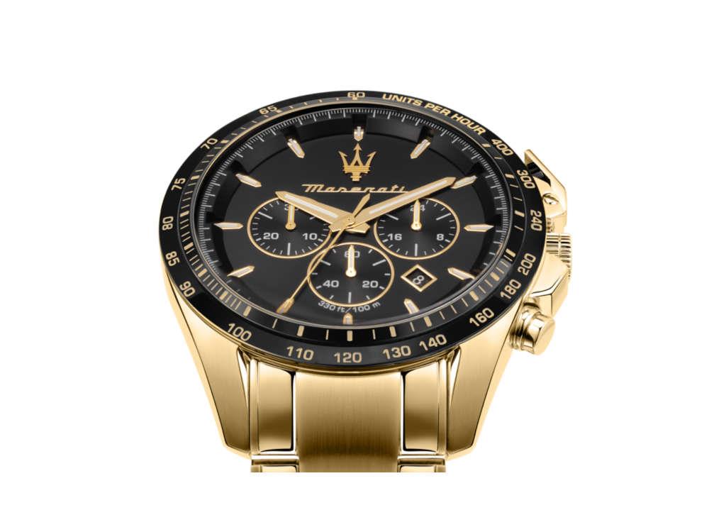 Reloj de Cuarzo Maserati Traguardo, PVD Oro, Negro, 45 mm, R8873612041