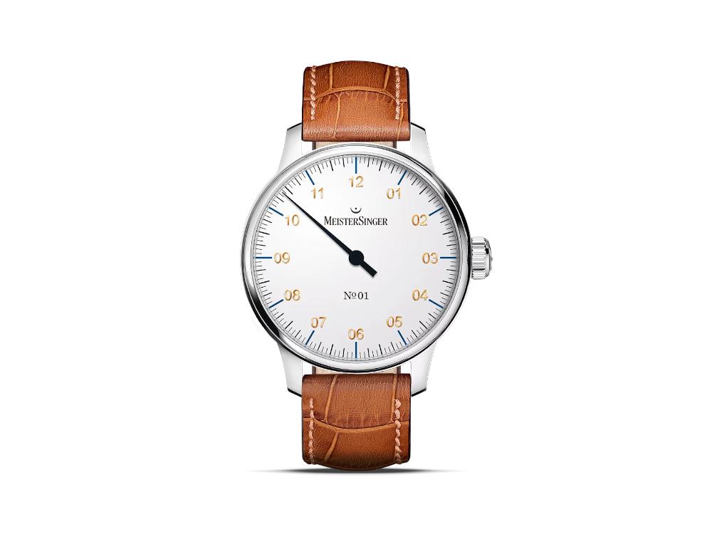 Reloj Automático Meistersinger N1, Carga manual, Blanco, 43 mm, AM3301G