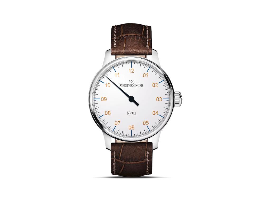 Reloj Automático Meistersinger N1, Carga manual, Blanco, 43 mm, AM3301G-SG02