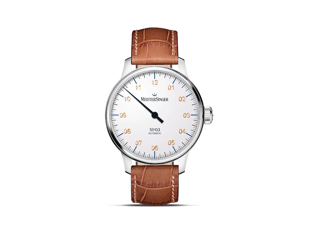 Reloj Automático Meistersinger N3, SW 200, 43 mm, Blanco, 38Horas, AM901G