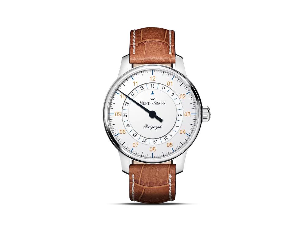 Reloj Automático Meistersinger Perigraph, SW 300, 38 mm, Blanco, BM1101G