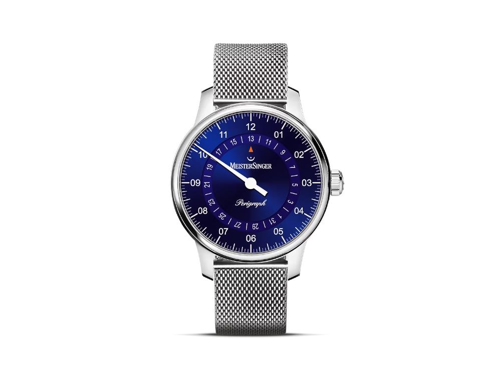Reloj Automático Meistersinger Perigraph, SW 300, 38 mm, Azul, BM1108-MIL18