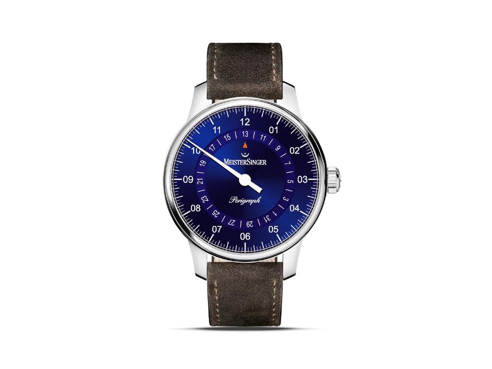Reloj Automático Meistersinger Perigraph, SW 300, 38 mm, Azul, BM1108-SV02