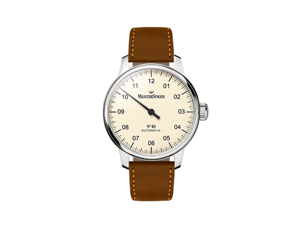 Reloj Automático Meistersinger N3, ETA 2824-2, 43mm, Marfil, 38 Horas