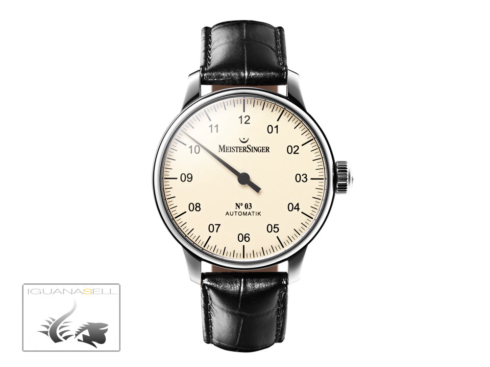 Reloj Automático Meistersinger N3, ETA 2824-2, 43mm. Correa de piel, AM903-SG01