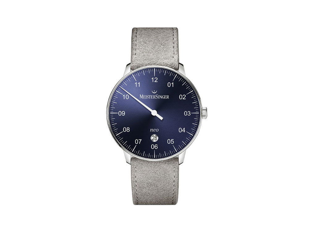 Reloj Automático Meistersinger Neo Plus Sunburst Blue, ETA 2824-2, 40mm, gris