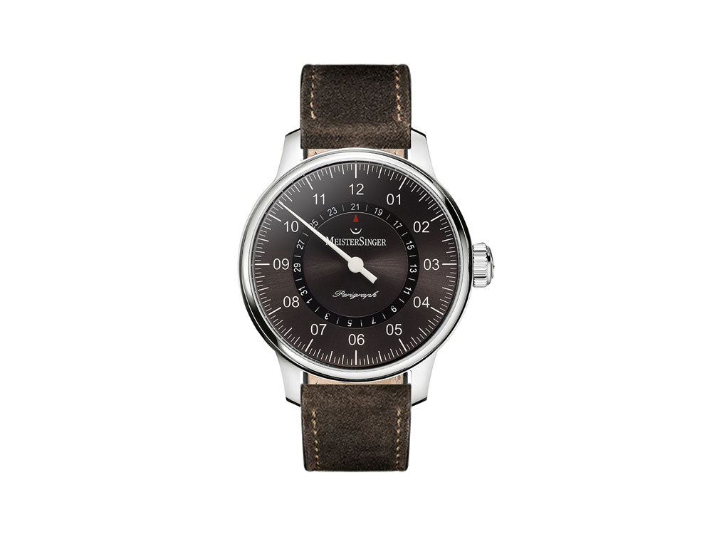 Reloj Automático Meistersinger Perigraph, 43mm, Correa de piel, AM1007-SV02