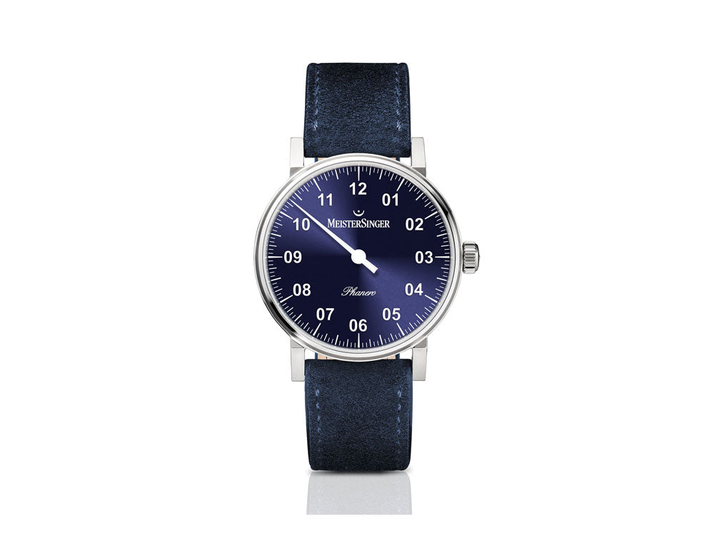 Reloj Meistersinger Phanero, Carga manual, SW 210, Azul, 35mm, PH308-SV14