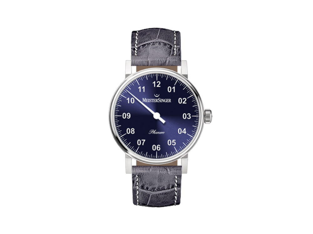 Reloj Meistersinger Phanero, Carga manual, SW 210, Azul sunburst, PH308-SG16W