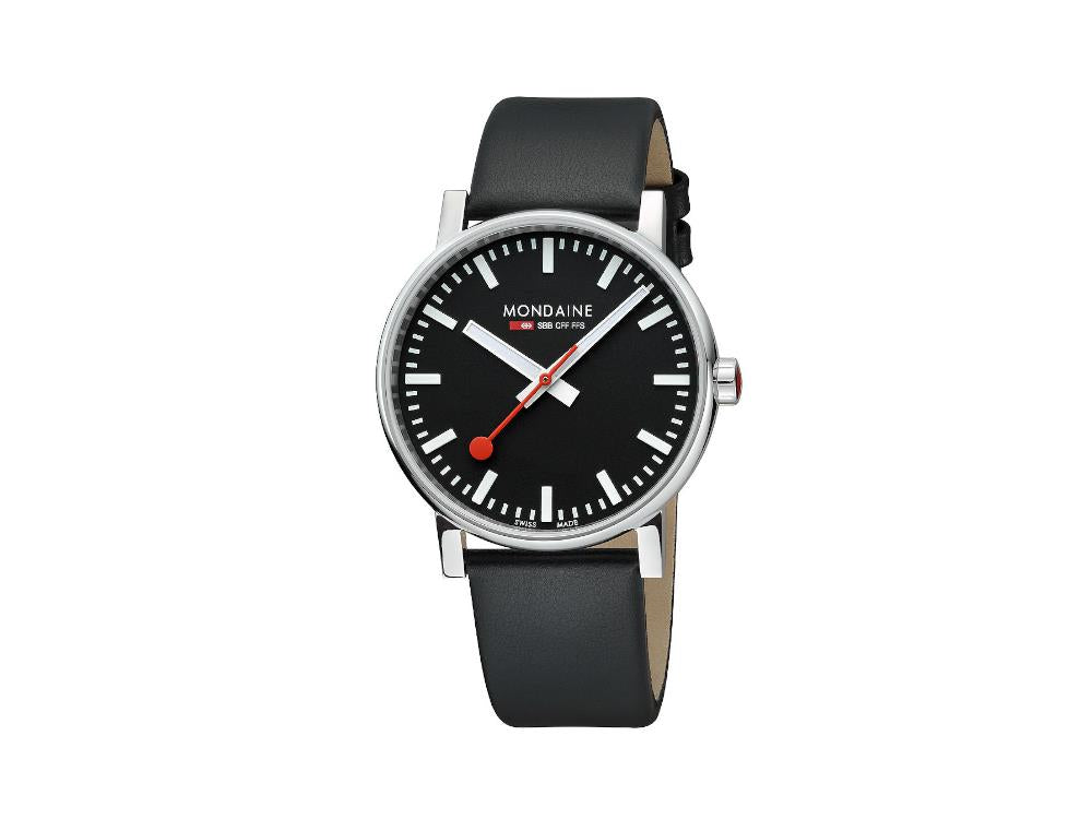 Reloj de Cuarzo Mondaine SBB Evo, Acero pulido, Negro, 43 mm MSE.43120.LB