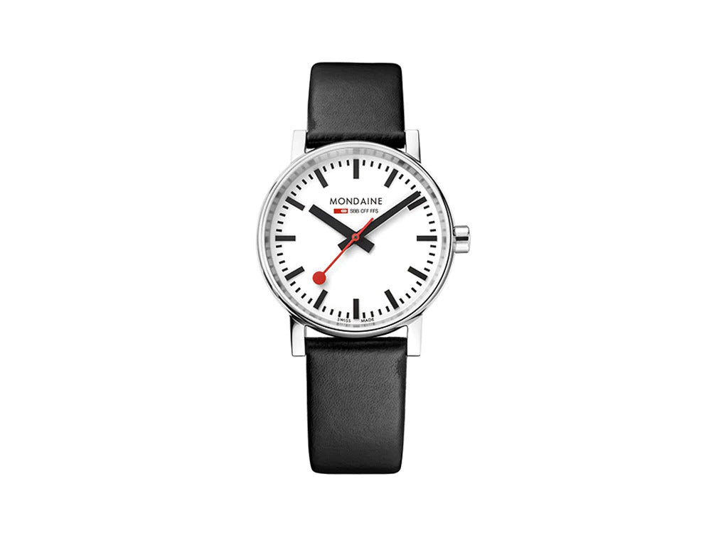 Reloj de Cuarzo Mondaine SBB Evo2, Blanco, 35 mm, Correa de piel, MSE.35110.LB