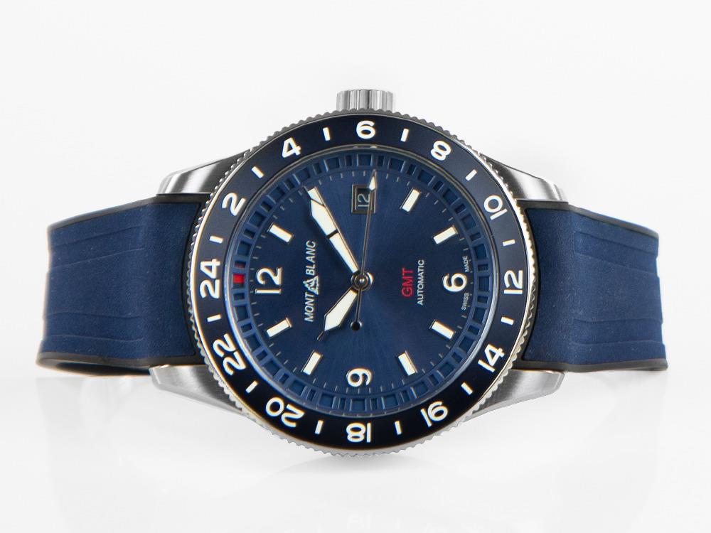 Reloj Automático Montblanc 1858 GMT, Acero Inoxidable, Azul, 42 mm, 129617