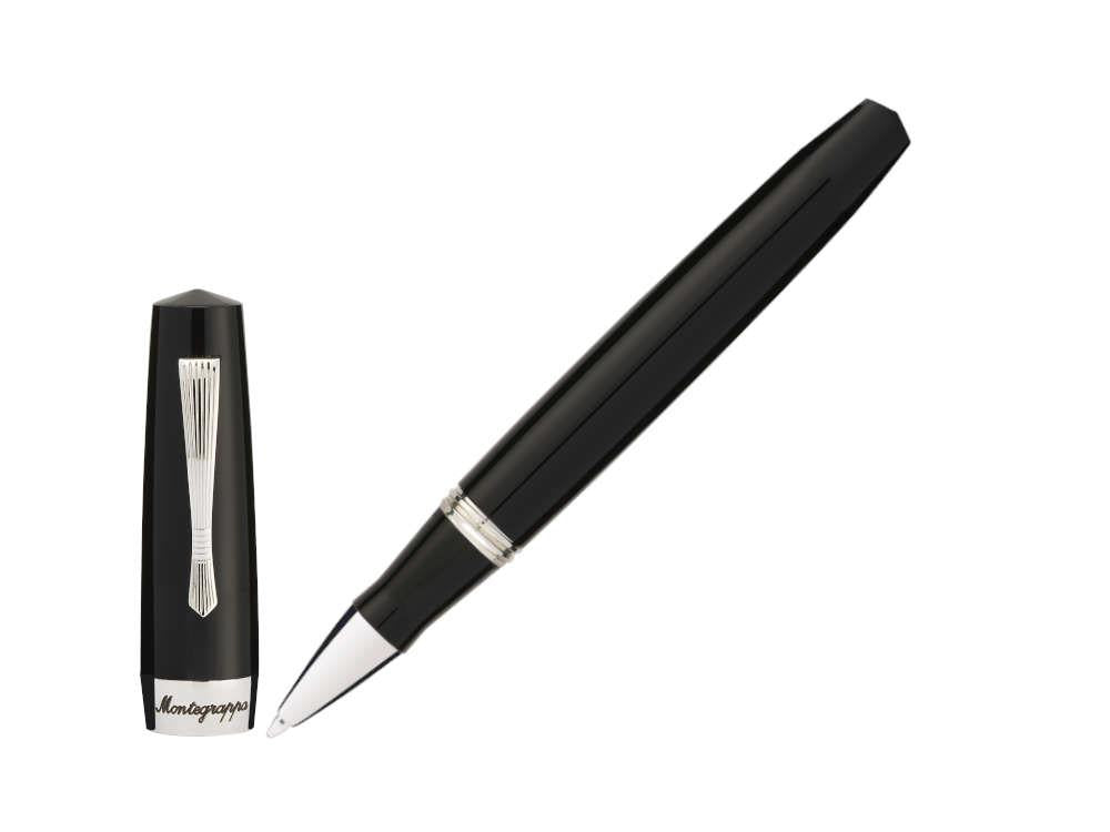 Roller Montegrappa Elmo 02 Jet Black, Resina Negra, Acero Inoxidable, ISE2RRAC