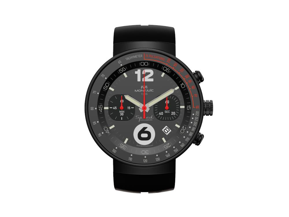 Reloj de Cuarzo Montjuic Speed Chronograph, Acero, Negro, 45 mm, MJ2.0202.B